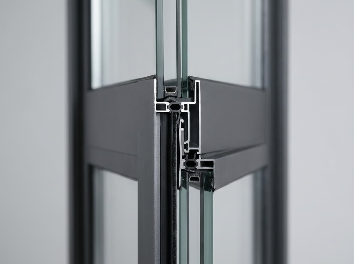 FoldnSlide 20mm minimalist aluminum sliding door vertical interlock cross section